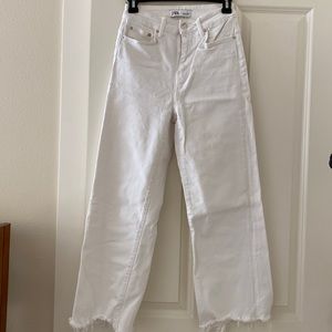 Zara white jeans raw hem